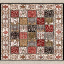 Bona Fortuna Kırkyama Patchwork Desenli Etnik Dijital Baskı Yıkanabilir Kaymaz Taban Salon Halı ve Yollu