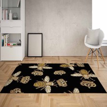 Bona Fortuna Kraliçe Arı Desenli Dijital Baskı Yıkanabilir Kaymaz Taban Leke Tutmaz Modern Salon Halısı ve Yolluk