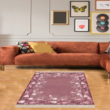 Bona Fortuna Çiçek Desenli Dijital Baskı Yıkanabilir Kaymaz Taban Modern Salon Halısı ve Yolluk (G.kurusu)