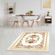 Bona Fortuna Çiçek Desenli Dijital Baskı Yıkanabilir Kaymaz Taban Leke Tutmaz Modern Salon Halısı
