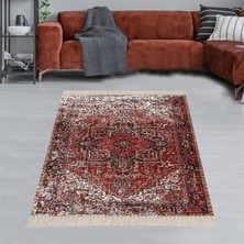 Bona Fortuna Eskitme Kilim Desenli Dijital Baskı Yıkanabilir Kaymaz Taban Vintage Salon Halısı ve Yolluk
