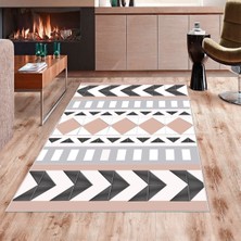 Bona Fortuna Karo Zigzag Renk Geçişli Etnik Yıkanabilir Kaymaz Taban Leke Tutmaz Modern Salon Halısı ve Yolluk