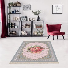 Bona Fortuna Çiçek Desenli Dijital Baskı Yıkanabilir Kaymaz Taban Leke Tutmaz Modern Salon Halısı