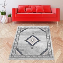 Bona Fortuna Geometrik Karo Desenli Göbekli Dijital Baskı Yıkanabilir Kaymaz Taban Modern Salon Halısı ve Yolluk