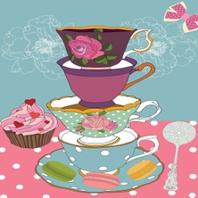 Bona Fortuna Fincan Desenli  Dijital Baskı Yıkanabilir Kaymaz Taban Leke Tutmaz Mutfak Halısı