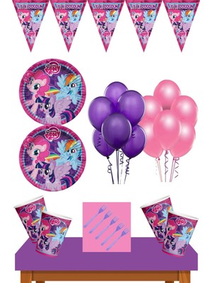 Parti Furyası My Little Pony parti Malzemeleri 16 Kişilik My Little Pony Doğum Günü Süsleri Seti Mor Ekonomik