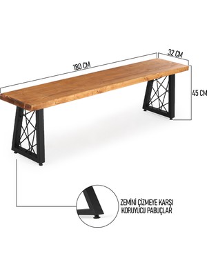 Flora Wood Exclusive Doğal Ladin Ahşap Kütük Ağaç Bench Bank 180X32