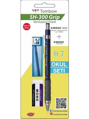 Tombow SH-300 Grip 0.7 Versatil Okul Seti Lacivert