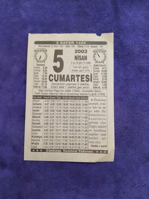 Hasyılmaz 5 Nisan 2003 Takvim Yaprağı - Nostaljik Koleksiyonluk Takvim Yaprağı