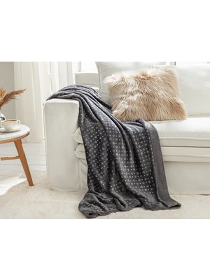 English Home Royal Glow Varak Baskılı Super Soft Tv Battaniye 130 x 170 cm Antrasit