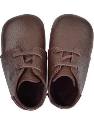Mukano Deri Anatomik Taban Ilk Adım Ayakkabısı Bağcıklı Acı Kahve – MKN.0155