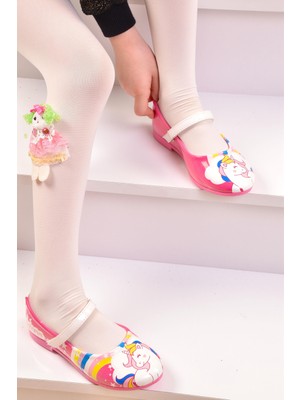 ModaOnn Unicorn Pembe Babet Ayakkabı Kız Çocuklar İçin Düz Tabanlı Rahat Kullanım