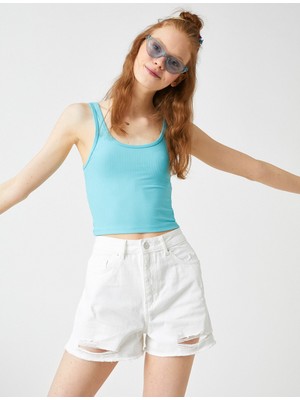 Koton Kadın Kalın Askılı Fitilli Oyuk Yaka Atlet