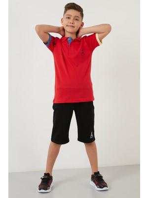 Lela Baskılı Elastik Bel Bantlı Polo Yaka  Pamuk 2'li Alt Üst Takım Erkek Çocuk Takım 59213423