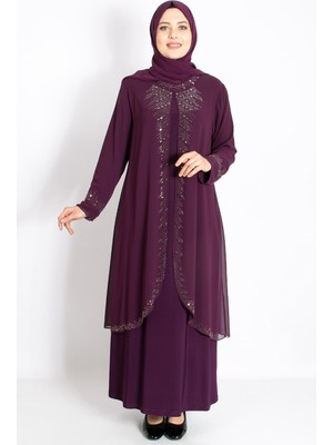 Modaviki Taş Işleme Detaylı Abiye Mürdüm MDA2224