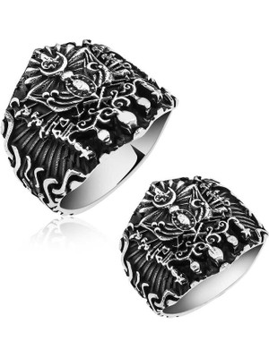 Silver Gümüş Osmanlı Devlet Armalı Erkek Yüzük