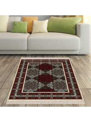 Bona Fortuna Kilim Desenli Etnik Dijital Baskı Yıkanabilir Kaymaz Taban Modern Salon Halısı ve Yolluk