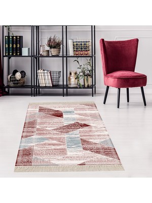 Bona Fortuna Geometrik Desenli Dijital Baskı Yıkanabilir Kaymaz Taban Etnik Kilim Desen Salon Halı