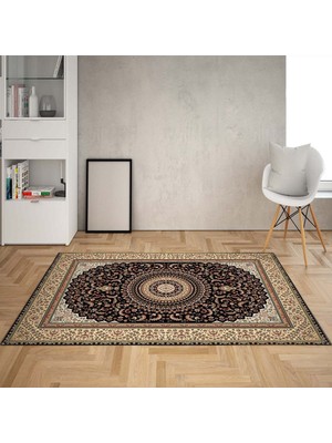 Bona Fortuna Osmanlı Motifler Desenli Dijital Baskı Yıkanabilir Kaymaz Taban Salon Halı ve Yolluk