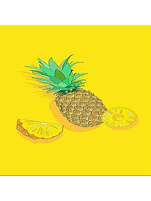 Bona Fortuna Ananas Desenli Ananaslı Dijital Baskı Yıkanabilir Kaymaz Taban Mutfak Halısı ve Yolluk