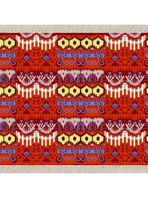 Bona Fortuna Kilim Desenli Etnik Dijital Baskı Yıkanabilir Kaymaz Taban Modern Salon Halısı ve Yolluk