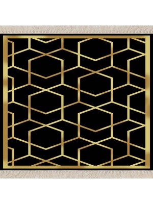 Bona Fortuna Gold Geometrik Desenli Dijital Baskı Yıkanabilir Kaymaz Taban Salon Halısı ve Yolluk