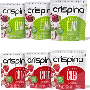 Çıtır Çilek 3 Paket + Crispina Çıtır Elma 3 Paket (Freeze Dried) 20 gr x 6