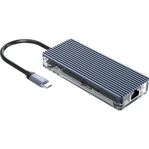 8 Portlu USB 3.0 100W RJ45 1000Mbps HDMI TF/SD Kart Okuyucu Çoklayıcı Gri