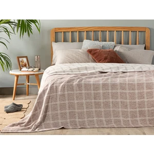 English Home Checks Soft Pamuklu Çift Kişilik Battaniye 180 x 220 cm Kahve