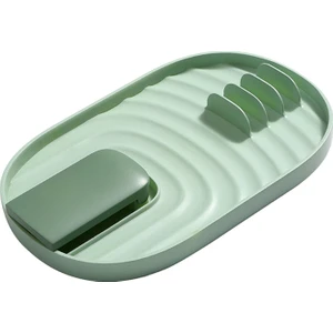 SunniMix Mutfak Pot Kapak Dinlenme Raf Damla Pad ile Bpa-Ücretsiz Gereçler Tutucu Standı Raf Yeşil