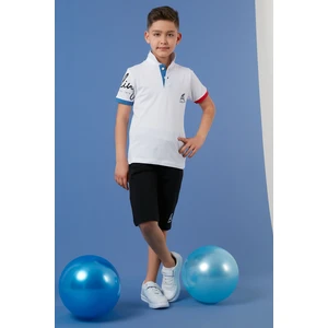 Baskılı Elastik Bel Bantlı Polo Yaka  Pamuk 2'li Alt Üst Takım Erkek Çocuk Takım 59213423