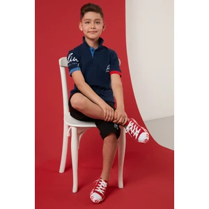 Baskılı Elastik Bel Bantlı Polo Yaka  Pamuk 2'li Alt Üst Takım Erkek Çocuk Takım 59213423
