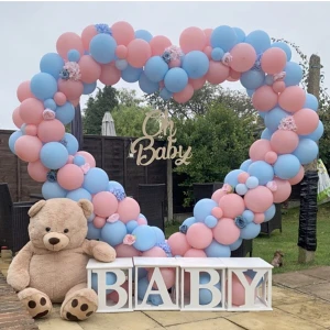 Bal10 Dünyası Cinsiyet Partisi Makaron Pembe ve Mavi Balon Zinciri 70 Adet