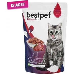 12 Adet -  Adult Jelly Pouch Biftekli Kedi Maması 85 gr