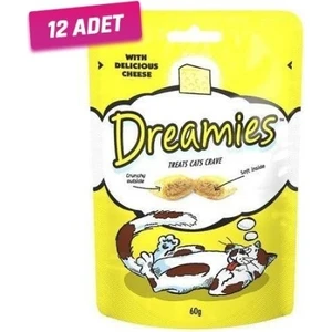 12 Adet - Dreamies Içi Dolgulu Peynirli Kitir Kedi Ödülü 60 gr