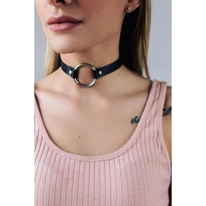 Sweet Demon Kadın Halka Detaylı Ayarlanabilir Deri Zarif Choker Boyun Aksesuar Siyah