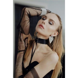 Sweet Demon Kadın Ipli Bağlamalı Şık Deri Choker Tasma Boyun Aksesuar Siyah