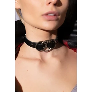 Sweet Demon Kadın Üçlü Halka Detaylı Ayarlı Şık Deri Choker Boyun Aksesuar Siyah