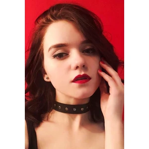 Sweet Demon Kadın Perçin Detaylı Ayarlanabilir Şık Deri Choker Boyun Aksesuar Siyah