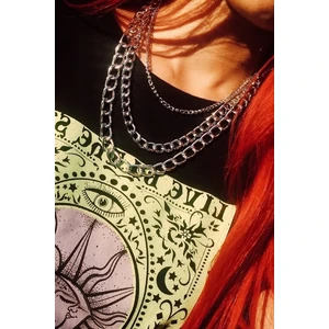 Sweet Demon Kadın Arkadan Bağlamalı Şık Zincirli Choker Boyun Aksesuar Beyaz