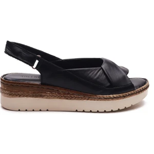 BUL-221540 Deri Siyah Kadın Sandalet