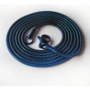 Osmanlı Gümüş Snake Yılan Model Mavi Erkek Çelik Kolye Zincir Yuvarlak Model