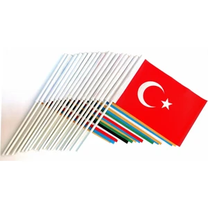 Eski Türk Devlet Bayrakları Sopalı 70x105cm; 17li Devlet Bayrakları