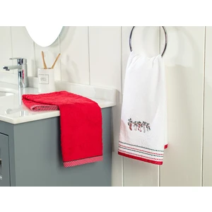 Madame Coco Audric Nakışlı 2li Yüz Havlu Seti - Beyaz / Kırmızı