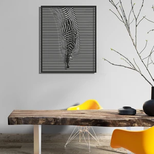 Ferre Monte Zebra Illüzyon Metal Duvar Tablosu - Siyah, 41X49