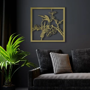 Ferre Monte Humming Bird Metal Duvar Tablosu - 49X49, Altın Sarısı