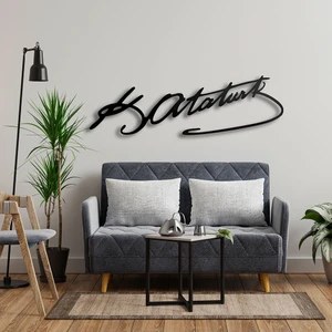 Ferre Monte Atatürk Imzası Metal Duvar Tablosu - 15X49, Siyah