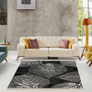 Bona Fortuna Yaprak Desenli Dijital Baskı Yıkanabilir Kaymaz Taban Modern Salon Halısı Yolluk