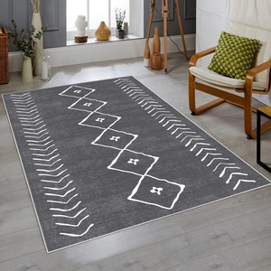 Bona Fortuna Çizgi Bohem Etnik Kilim Desen Dijital Baskı Yıkanabilir Kaymaz Taban Modern Salon Halısı ve Yolluk