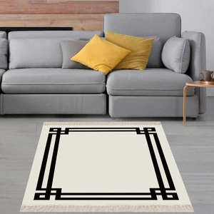 Bona Fortuna Geometrik Desenli Dijital Baskı Yıkanabilir Kaymaz Taban Düz Model Salon Halısı ve Yolluk
